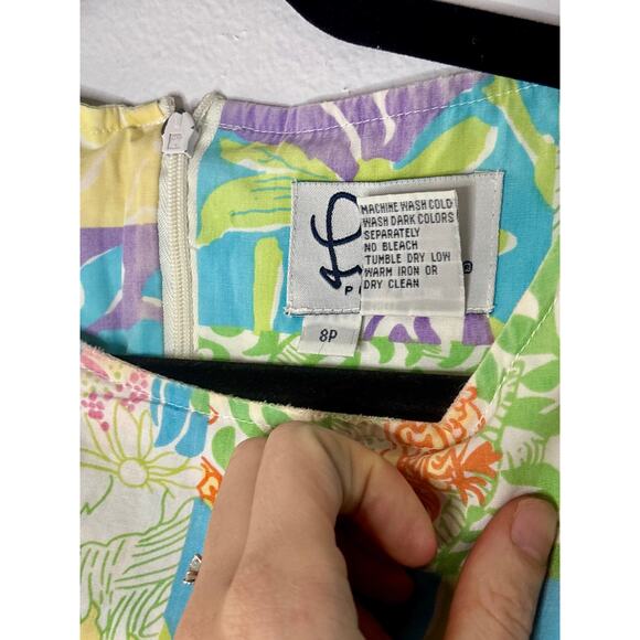 Vintage 1990s Lilly Pulitzer White Label Patchwork Shift Dress 8P AS IS Flaws - Picture 14 of 16